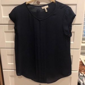Joie xs navy silk short sleeve top